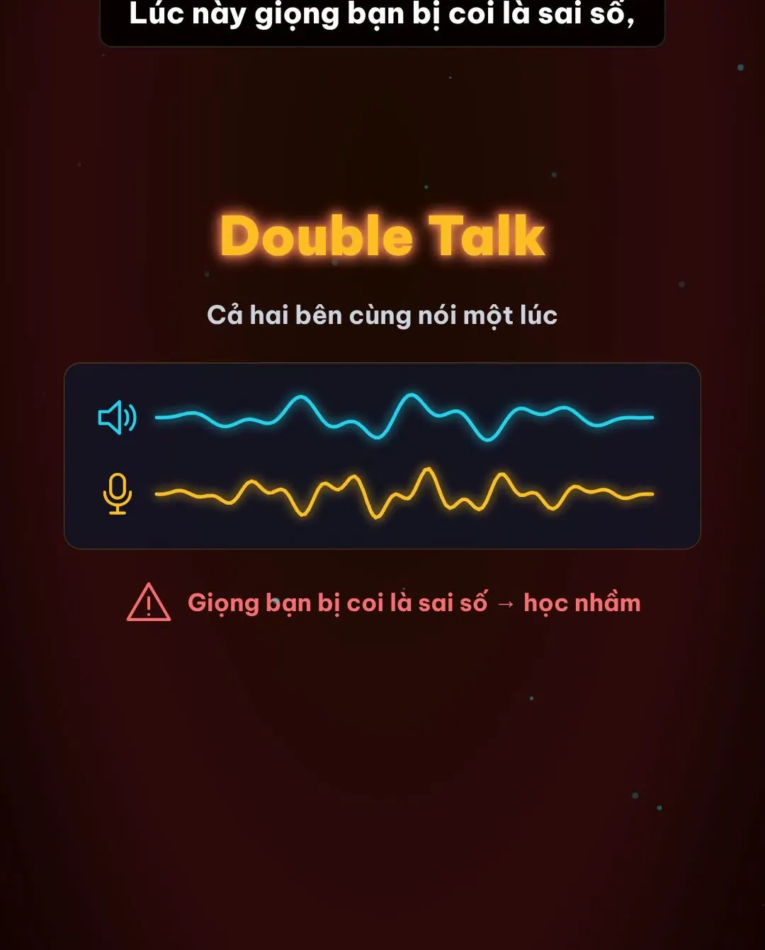 Double talk: loa và micro cùng có giọng nói, giọng bạn bị coi là sai số