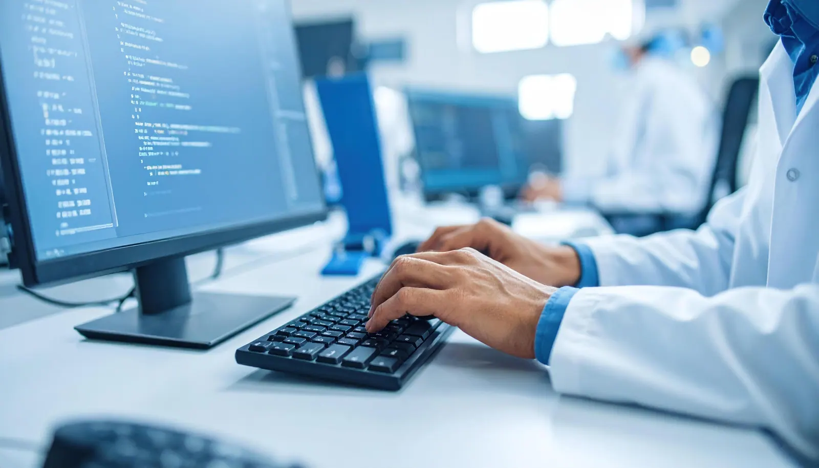 Lập trình viên gõ phím trước màn hình code