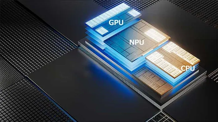 Chip xử lý có các khối CPU, GPU và NPU, trong đó NPU chuyên chạy mô hình AI