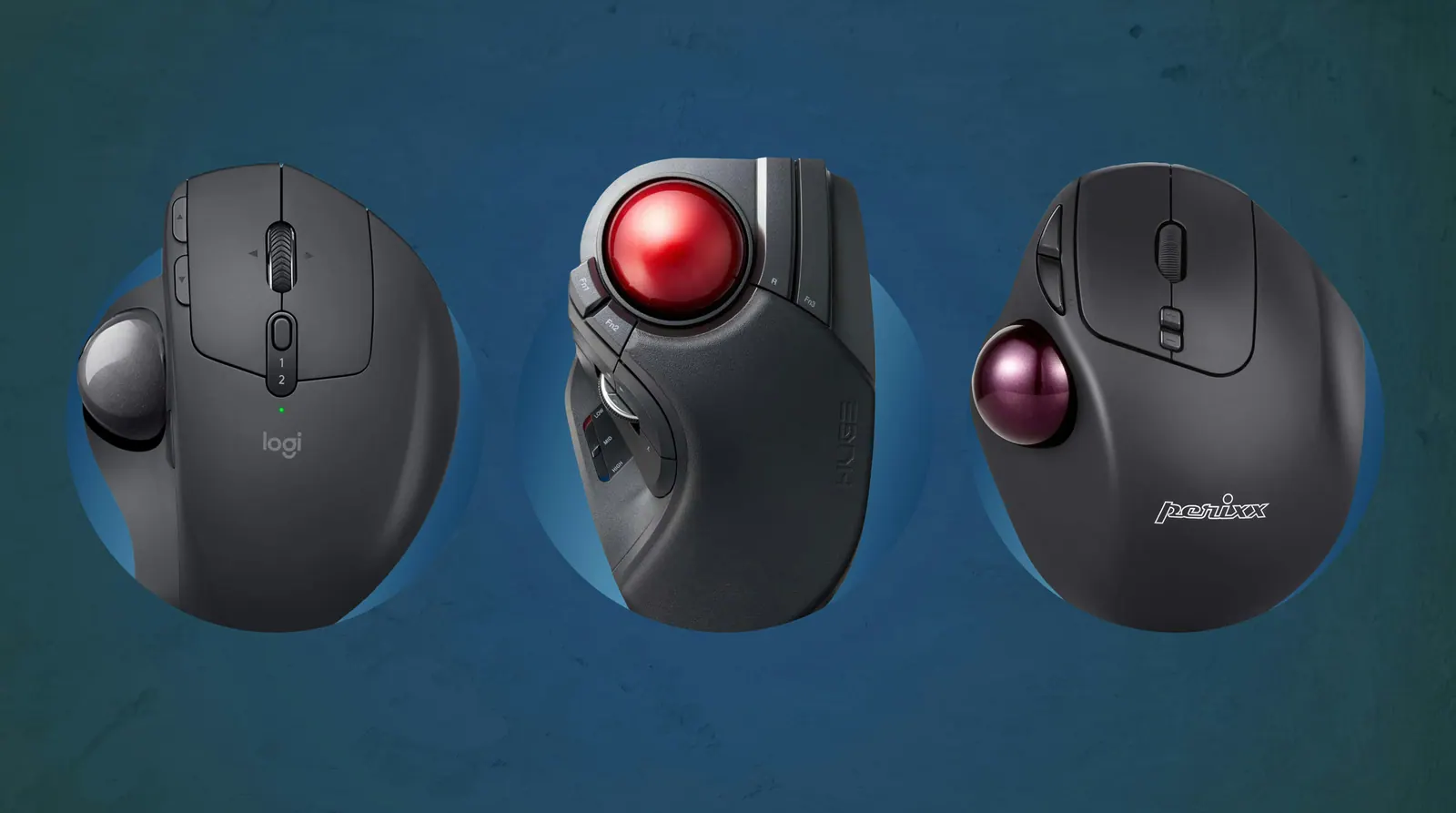 Ba mẫu chuột trackball với bi lăn ngón cái và bi lăn ngón giữa