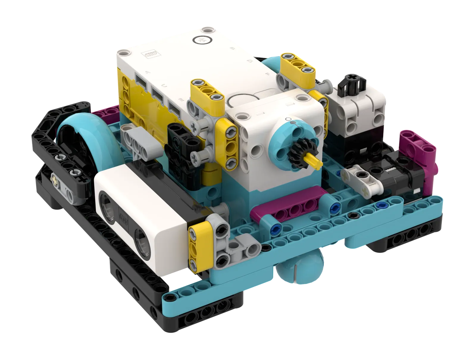 Mô hình robot lắp từ bộ LEGO Education SPIKE Prime với hub điều khiển, động cơ và cảm biến